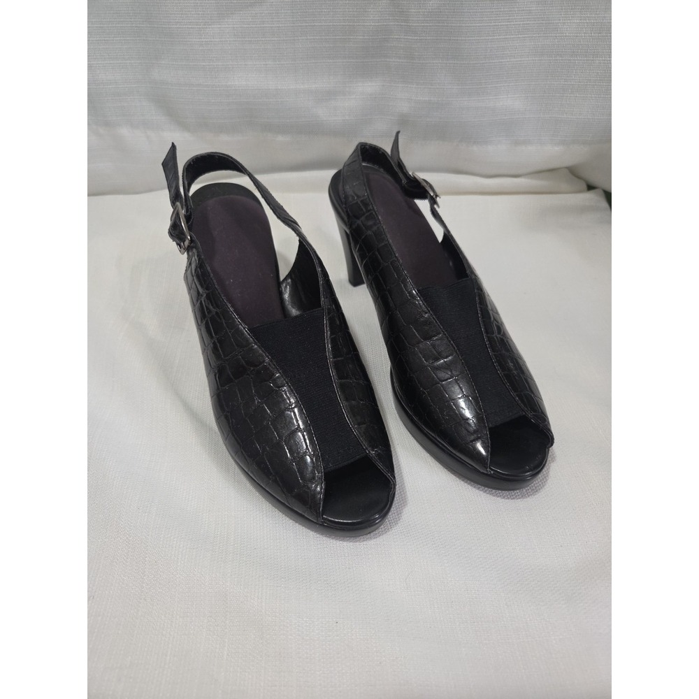 Bella Vita Platform Slingback Heels Black Size 9N Faux Leather Open Toe
